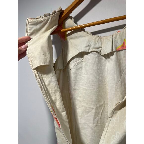 1960s Vintage Sleeveless Shift Mini Dress Butterfly Print Rosette Neckline Sm JL - Picture 8 of 11